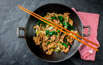 Beef and chard wok